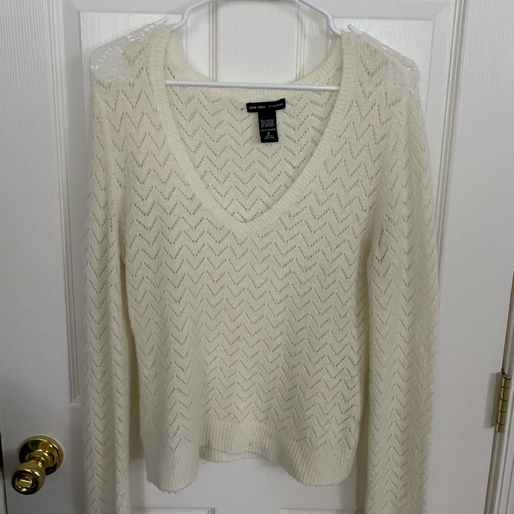 NY and Company open knit V-neck sweater